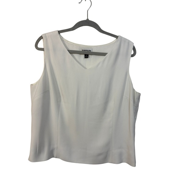 Kasper Tops - Kasper Sleeveless Blouse Women 14 White V-Neck Side Zip Lined Shell Top